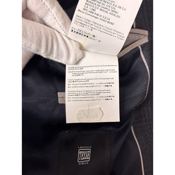 Hugo Boss Blazer 44R Mens Slim Fit Gray Italian Wool Plaid Sport Coat Jacket - Picture 11 of 11